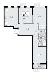 2-BD Apartment Sale, 72.1 sq. m. at Skandinaviya, Skandinaviya Residential Complex, Sosenskoye Settlement, Moscow, Russia #4