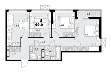 2-BD Apartment Sale, 69.9 sq. m. at Skandinaviya, Skandinaviya Residential Complex, Sosenskoye Settlement, Moscow, Russia #2 2-BD Apartment Sale, 69.9 sq. m. at Skandinaviya, Skandinaviya Residential Complex, Sosenskoye Settlement, Moscow, Russia #2