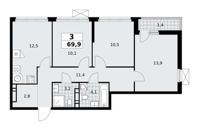 2-BD Apartment Sale, 69.9 sq. m. at Skandinaviya, Skandinaviya Residential Complex, Sosenskoye Settlement, Moscow, Russia #3 2-BD Apartment Sale, 69.9 sq. m. at Skandinaviya, Skandinaviya Residential Complex, Sosenskoye Settlement, Moscow, Russia #3