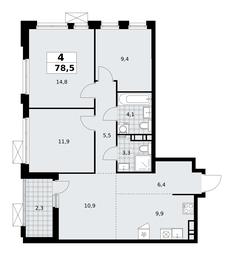 3-BD Apartment Sale, 78.5 sq. m. at Skandinaviya, Skandinaviya Residential Complex, Sosenskoye Settlement, Moscow, Russia #3 3-BD Apartment Sale, 78.5 sq. m. at Skandinaviya, Skandinaviya Residential Complex, Sosenskoye Settlement, Moscow, Russia #3