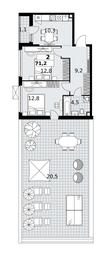 1-BD Apartment Sale, 71.2 sq. m. at Skandinaviya, Skandinaviya Residential Complex, Sosenskoye Settlement, Moscow, Russia #2 1-BD Apartment Sale, 71.2 sq. m. at Skandinaviya, Skandinaviya Residential Complex, Sosenskoye Settlement, Moscow, Russia #2