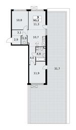 2-BD Apartment Sale, 93.2 sq. m. at Skandinaviya, Skandinaviya Residential Complex, Sosenskoye Settlement, Moscow, Russia #4