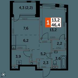 2-BD Apartment Sale, 46.4 sq. m. at Rotterdam, Varshavskoye Highway, 37Ак1с2, Moscow, Russia #2 2-BD Apartment Sale, 46.4 sq. m. at Rotterdam, Varshavskoye Highway, 37Ак1с2, Moscow, Russia #2