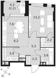 2-BD Apartment Sale, 46.4 sq. m. at Rotterdam, Varshavskoye Highway, 37Ак1с2, Moscow, Russia #3 2-BD Apartment Sale, 46.4 sq. m. at Rotterdam, Varshavskoye Highway, 37Ак1с2, Moscow, Russia #3