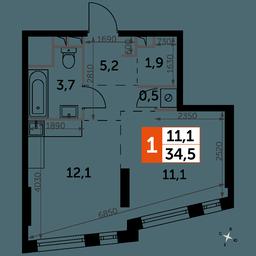 Apartment Sale, 34.5平方米 at Rotterdam, Varshavskoye Highway, 37Ак1с2, Moscow, Russia #2 Apartment Sale, 34.5平方米 at Rotterdam, Varshavskoye Highway, 37Ак1с2, Moscow, Russia #2