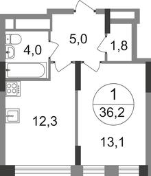 Apartment Sale, 36.2 sq. m. at Peredelkino Blizhnee, Korneya Chukovskogo Street, 1, Vnukovskoye Settlement, Moscow, Russia #2