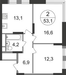 2-BD Apartment Sale, 53.1 sq. m. at Peredelkino Blizhnee, Korneya Chukovskogo Street, 1, Vnukovskoye Settlement, Moscow, Russia #2 2-BD Apartment Sale, 53.1 sq. m. at Peredelkino Blizhnee, Korneya Chukovskogo Street, 1, Vnukovskoye Settlement, Moscow, Russia #2