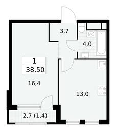 Apartment Sale, 38.5平方米 at Yzhnye Sady, Yuzhnye Sady Residential Complex, Moscow, Russia #3