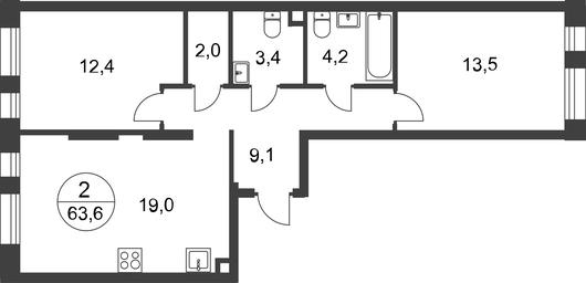2-BD Apartment Sale, 63.6平方米 at Peredelkino Blizhnee, Korneya Chukovskogo Street, 1, Vnukovskoye Settlement, Moscow, Russia #2 2-BD Apartment Sale, 63.6平方米 at Peredelkino Blizhnee, Korneya Chukovskogo Street, 1, Vnukovskoye Settlement, Moscow, Russia #2