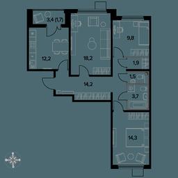 3-BD Apartment Sale, 77.8 sq. m. at Pervyi Leningradskiy, Pervy Leningradskiy Residential Complex, Moscow, Russia #3