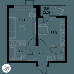 1-BD Apartment Sale, 42.2平方米 at Pervy Yuzhny, zhiloy kompleks Pervy Yuzhny, Leninskiy City District, Moscow Region, Russia #3