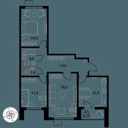 3-BD Apartment Sale, 76.4 sq. m. at Pervy Yuzhny, zhiloy kompleks Pervy Yuzhny, Leninskiy City District, Moscow Region, Russia #3 3-BD Apartment Sale, 76.4 sq. m. at Pervy Yuzhny, zhiloy kompleks Pervy Yuzhny, Leninskiy City District, Moscow Region, Russia #3