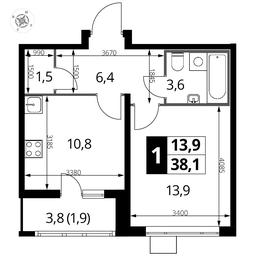 1-BD Apartment Sale, 37.9 sq. m. at Pervyi Lermontovskiy, zhiloy kompleks 1-y Lermontovskiy, Lyubertsy, Moscow Region, Russia #4