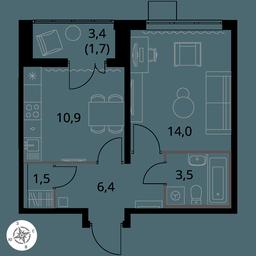 1-BD Apartment Sale, 38 sq. m. at Pervy Yuzhny, zhiloy kompleks Pervy Yuzhny, Leninskiy City District, Moscow Region, Russia #3