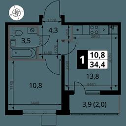 1-BD Apartment Sale, 34.4 sq. m. at Pervy Yuzhny, zhiloy kompleks Pervy Yuzhny, Leninskiy City District, Moscow Region, Russia #4