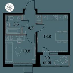 1-BD Apartment Sale, 34.4 sq. m. at Pervy Yuzhny, zhiloy kompleks Pervy Yuzhny, Leninskiy City District, Moscow Region, Russia #3