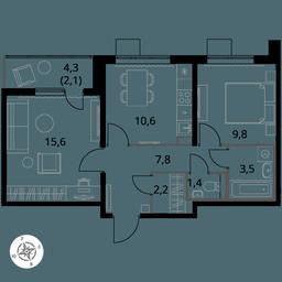 2-BD Apartment Sale, 53 sq. m. at Pervy Yuzhny, zhiloy kompleks Pervy Yuzhny, Leninskiy City District, Moscow Region, Russia #3 2-BD Apartment Sale, 53 sq. m. at Pervy Yuzhny, zhiloy kompleks Pervy Yuzhny, Leninskiy City District, Moscow Region, Russia #3