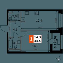 1-BD Apartment Sale, 44.4平方米 at Sky Garden, Stroitelny Drive, 9с6, Moscow, Russia #3 1-BD Apartment Sale, 44.4平方米 at Sky Garden, Stroitelny Drive, 9с6, Moscow, Russia #3