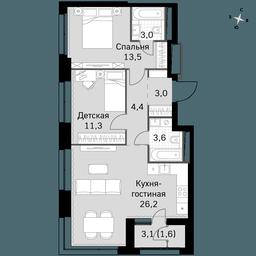 3-BD Apartment Sale, 66.6 sq. m. at Sky Garden, Stroitelny Drive, 9с6, Moscow, Russia #2 3-BD Apartment Sale, 66.6 sq. m. at Sky Garden, Stroitelny Drive, 9с6, Moscow, Russia #2