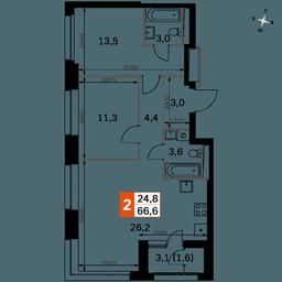 3-BD Apartment Sale, 66.6 sq. m. at Sky Garden, Stroitelny Drive, 9с6, Moscow, Russia #3 3-BD Apartment Sale, 66.6 sq. m. at Sky Garden, Stroitelny Drive, 9с6, Moscow, Russia #3