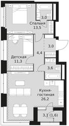 3-BD Apartment Sale, 66.6平方米 at Sky Garden, Stroitelny Drive, 9с6, Moscow, Russia #4