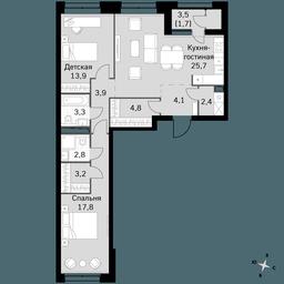 2-BD Apartment Sale, 83.6 sq. m. at Sky Garden, Stroitelny Drive, 9с6, Moscow, Russia #2