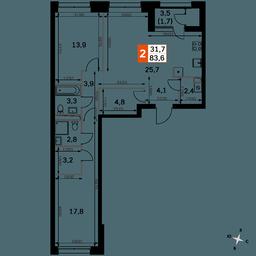 2-BD Apartment Sale, 83.6 sq. m. at Sky Garden, Stroitelny Drive, 9с6, Moscow, Russia #3