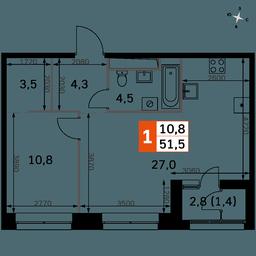 2-BD Apartment Sale, 51.5 sq. m. at Sky Garden, Stroitelny Drive, 9с6, Moscow, Russia #3