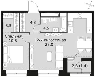 2-BD Apartment Sale, 51.5 sq. m. at Sky Garden, Stroitelny Drive, 9с6, Moscow, Russia #4