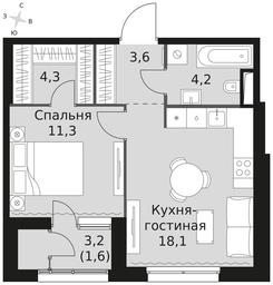1-BD Apartment Sale, 43.1 sq. m. at Sky Garden, Stroitelny Drive, 9с6, Moscow, Russia #4