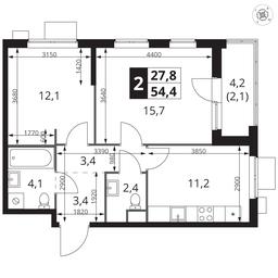 2-BD Apartment Sale, 54.4 sq. m. at 1 Izmajlovskij, Montazhnaya Street, 8с13, Moscow, Russia #2 2-BD Apartment Sale, 54.4 sq. m. at 1 Izmajlovskij, Montazhnaya Street, 8с13, Moscow, Russia #2