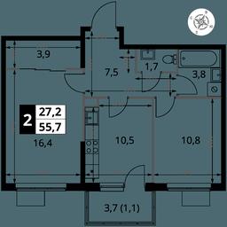 2-BD Apartment Sale, 55.7 sq. m. at 1 Izmajlovskij, Montazhnaya Street, 8с13, Moscow, Russia #3 2-BD Apartment Sale, 55.7 sq. m. at 1 Izmajlovskij, Montazhnaya Street, 8с13, Moscow, Russia #3