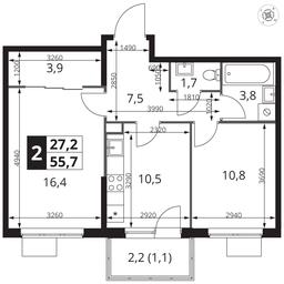2-BD Apartment Sale, 55.7 sq. m. at 1 Izmajlovskij, Montazhnaya Street, 8с13, Moscow, Russia #2 2-BD Apartment Sale, 55.7 sq. m. at 1 Izmajlovskij, Montazhnaya Street, 8с13, Moscow, Russia #2