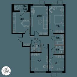 4-BD Apartment Sale, 100.7 sq. m. at Pervy Donskoj, zhiloy mikrorayon Sapronovo, derevnya Sapronovo, Leninskiy City District, Moscow Region, Russia #3