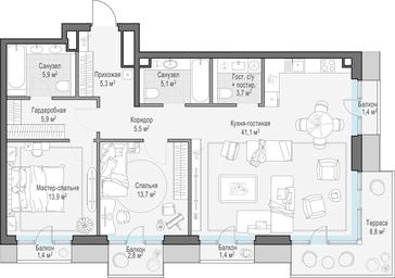 2-BD Apartment Sale, 103.8 sq. m. at Tishinskiy bulvar, Gruzinsky Val Street, 10, Moscow, Russia #4