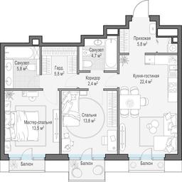 1-BD Apartment Sale, 75.4 sq. m. at Tishinskiy bulvar, Gruzinsky Val Street, 10, Moscow, Russia #2