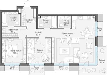 2-BD Apartment Sale, 103.8平方米 at Tishinskiy bulvar, Gruzinsky Val Street, 10, Moscow, Russia #4