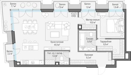 1-BD Apartment Sale, 94.6 sq. m. at Tishinskiy bulvar, Gruzinsky Val Street, 10, Moscow, Russia #3 1-BD Apartment Sale, 94.6 sq. m. at Tishinskiy bulvar, Gruzinsky Val Street, 10, Moscow, Russia #3