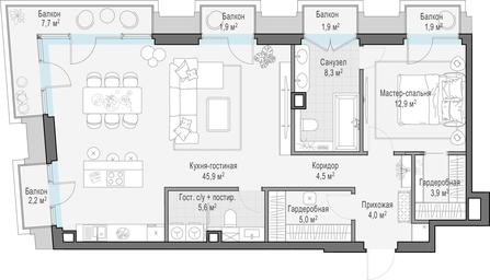 1-BD Apartment Sale, 94.6 sq. m. at Tishinskiy bulvar, Gruzinsky Val Street, 10, Moscow, Russia #4