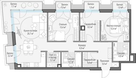 1-BD Apartment Sale, 94.6 sq. m. at Tishinskiy bulvar, Gruzinsky Val Street, 10, Moscow, Russia #2 1-BD Apartment Sale, 94.6 sq. m. at Tishinskiy bulvar, Gruzinsky Val Street, 10, Moscow, Russia #2