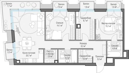 1-BD Apartment Sale, 94.6 sq. m. at Tishinskiy bulvar, Gruzinsky Val Street, 10, Moscow, Russia #2
