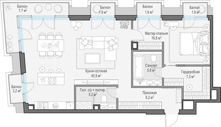 1-BD Apartment Sale, 94.6 sq. m. at Tishinskiy bulvar, Gruzinsky Val Street, 10, Moscow, Russia #3