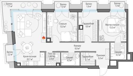 1-BD Apartment Sale, 94.5 sq. m. at Tishinskiy bulvar, Gruzinsky Val Street, 10, Moscow, Russia #2 1-BD Apartment Sale, 94.5 sq. m. at Tishinskiy bulvar, Gruzinsky Val Street, 10, Moscow, Russia #2
