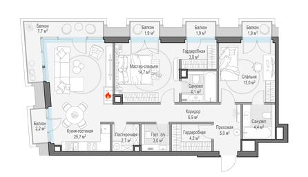 1-BD Apartment Sale, 94.5 sq. m. at Tishinskiy bulvar, Gruzinsky Val Street, 10, Moscow, Russia #4