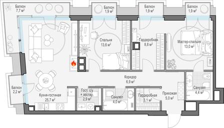 1-BD Apartment Sale, 94.3 sq. m. at Tishinskiy bulvar, Gruzinsky Val Street, 10, Moscow, Russia #2 1-BD Apartment Sale, 94.3 sq. m. at Tishinskiy bulvar, Gruzinsky Val Street, 10, Moscow, Russia #2