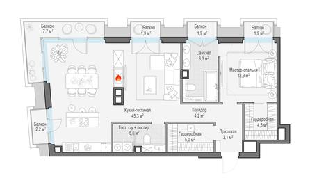 1-BD Apartment Sale, 94.3 sq. m. at Tishinskiy bulvar, Gruzinsky Val Street, 10, Moscow, Russia #3 1-BD Apartment Sale, 94.3 sq. m. at Tishinskiy bulvar, Gruzinsky Val Street, 10, Moscow, Russia #3