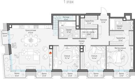 2-BD Apartment Sale, 151.8 sq. m. at Tishinskiy bulvar, Gruzinsky Val Street, 10, Moscow, Russia #3