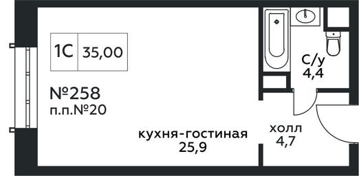 Apartment Sale, 35平方米 at Stremyannyj 2, Stremyanniy Lane, 2, Moscow, Russia #2