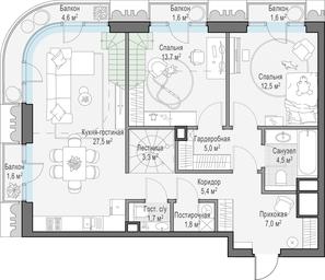 2-BD Apartment Sale, 116.6 sq. m. at Tishinskiy bulvar, Gruzinsky Val Street, 10, Moscow, Russia #3 2-BD Apartment Sale, 116.6 sq. m. at Tishinskiy bulvar, Gruzinsky Val Street, 10, Moscow, Russia #3