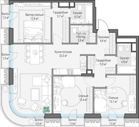 2-BD Apartment Sale, 105.5 sq. m. at Tishinskiy bulvar, Gruzinsky Val Street, 10, Moscow, Russia #2